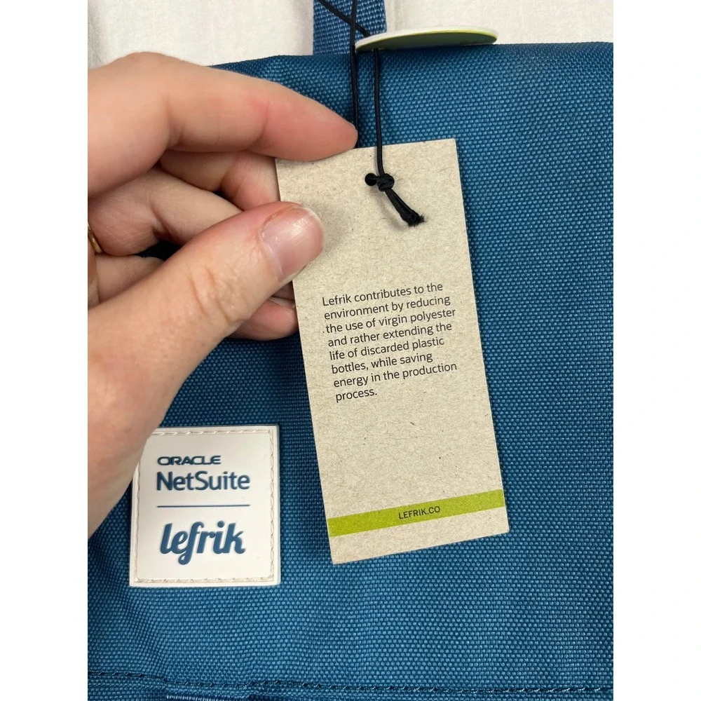 Lefrik Oracle NetSuite Scout Backpack Teal Blue Recycled Polyester Bag NWT‎